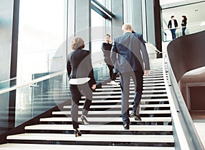 Business people at hall of office building