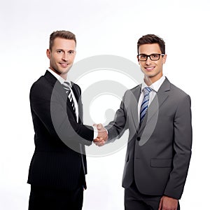 Modern Business Professionals Shaking Hands, Isolated on White. Generative ai