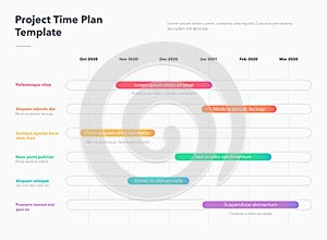 Modern business project time plan template with colorful project tasks in time intervals