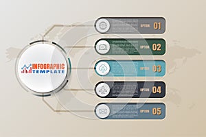 Modern business roadmap timeline infographic with 5 steps circle, Vector Illustration