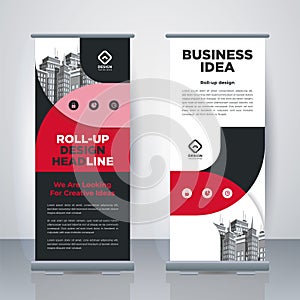 Modern Business Roll Up. Standee Design. Banner Template. Presentation and Brochure. Geometric x-banner and flag-banner