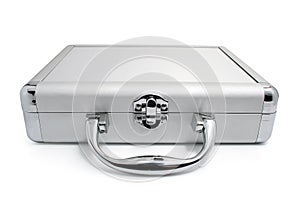 Modern business silver suitcase isolated