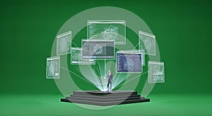 Business Technology Concept with Digital Data Visualization and Virtual Interfaces