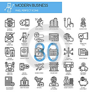 Modern business , thin line icons set