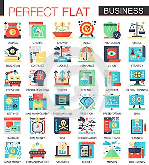Vector Modern business vector complex flat icon concept symbols for web infographic design.