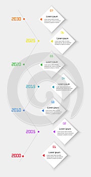 Modern business vertical timeline process chart infographics template. Flat infographic design template. Vertical timeline with 8