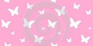 modern butterfly, seamless pattern. butterfly silhouette, simple, repet background. cute, pink drawing for a girl. for print,