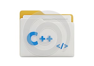 Modern C++ programming folder icon with code symbol for developers