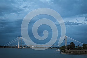 Modern cable bridge over the Columbia River