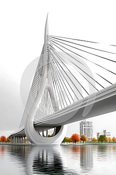 Modern Cable Stay Bridge Design 3D Render