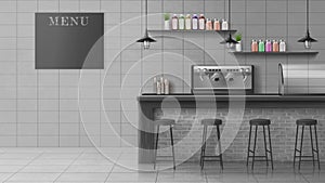 Modern cafe, coffee shop realistic vector interior