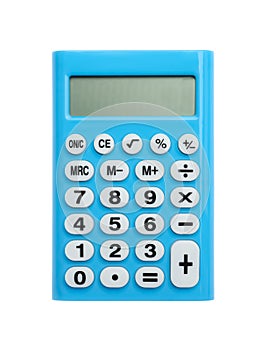 Modern calculator isolated on white. School stationery