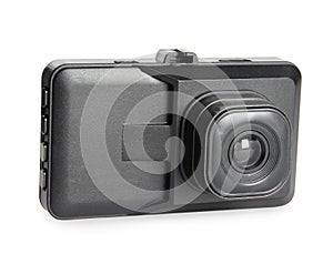 Modern car dashboard camera isolated on white