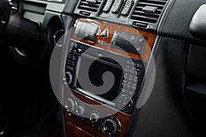 Modern car dashboard detail.