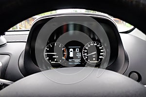 Modern Car Dashboard Instrument Cluster View
