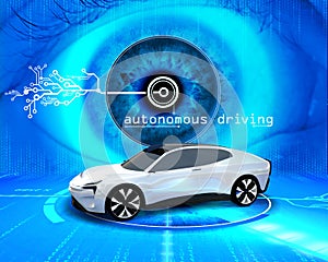 Modern car is driverless driving by autonomous driving vehicle