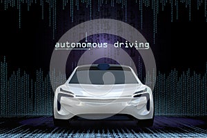 Modern car is driverless driving by autonomous driving vehicle