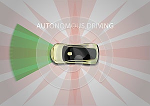 Modern car is driverless driving by autonomous driving vehicle