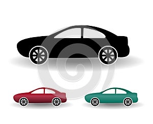 Modern car icon black and white flat simple vector illustration