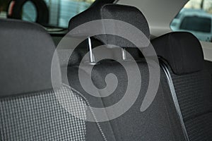 Modern car interior with comfortable grey seats