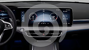 Modern Car Interior Dashboard with Digital Display
