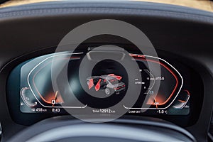 Modern car interior elements close view background