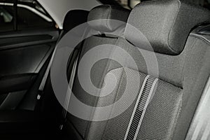 Modern car interior with grey seats