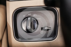 Modern car interior: parts, buttons, knobs