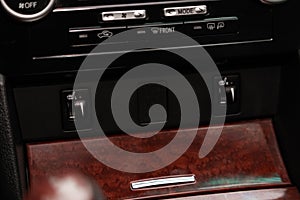 Modern car interior: parts, buttons, knobs