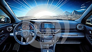 Modern Car Interior View with Overhead Page