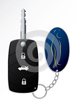 Modern car key with keyholder