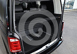 Modern car with open empty trunk