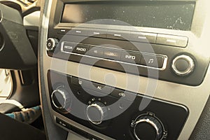 Modern car radio. close up