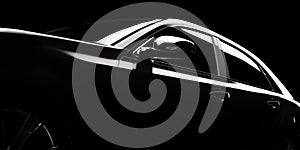 Modern car silhouette in spotlight