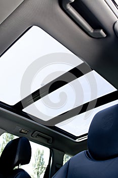 Modern car sunroof closeup shot