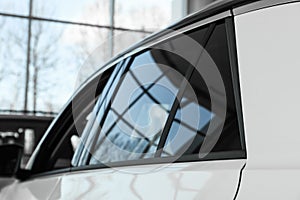 Modern car with tinting foil on window