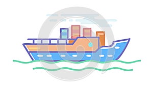 Modern Cargo Container Ship Icon for Global Logistics, vector design Generative AI