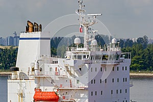 Modern cargo ship wheelhouse