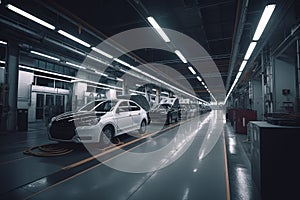 Modern cars factory. Generate Ai