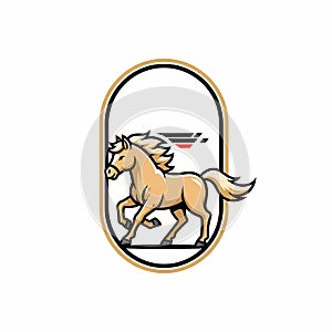 Stylized Running Horse Logo with Dynamic Lines