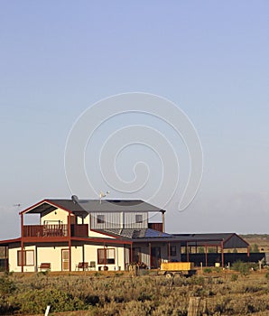 Modern cattle station with solar panels, an alternative energy source,Australia