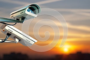 Modern CCTV camera on the city