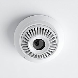 Modern CCTV Surveillance Camera on a White Ceiling