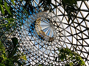 Modern ceiling built up from triangle shaped glass elements