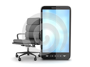 Modern cell phone and office chair