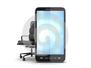 Modern cell phone and office chair
