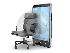 Modern cell phone and office chair