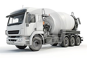 Modern cement mixer truck isolated on white background. construction and transportation theme. industrial equipment