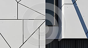 Modern cement panel architectural details, geometric pattern design on white wall