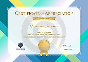 Modern certificate of appreciation template with modern colorful